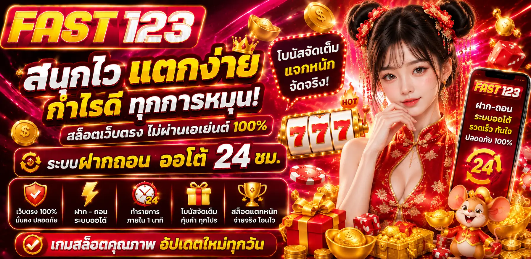 FAST123 สล็อตเว็บตรง ฝากถอนรวดเร็ว เล่นได้ทุกเวลา